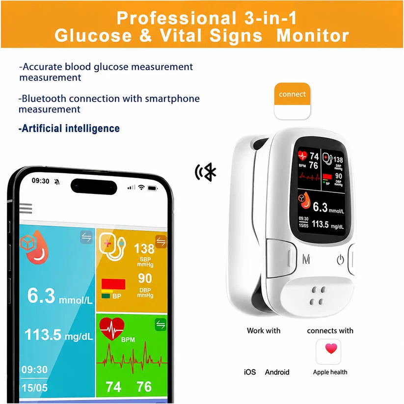 ⚕️ Non-Invasive Daily Health Tracker | 💧 Needle-Free Wellness Trend Monitoring Device