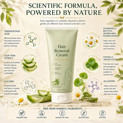 Natural Gentle Hair Removal Cream | For Women & Men, Sensitive Skin