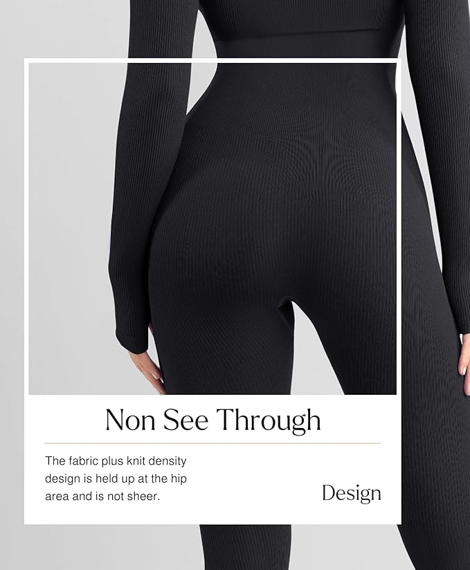Women Long Sleeve Built-In Bra Square Neck Jumpsuits