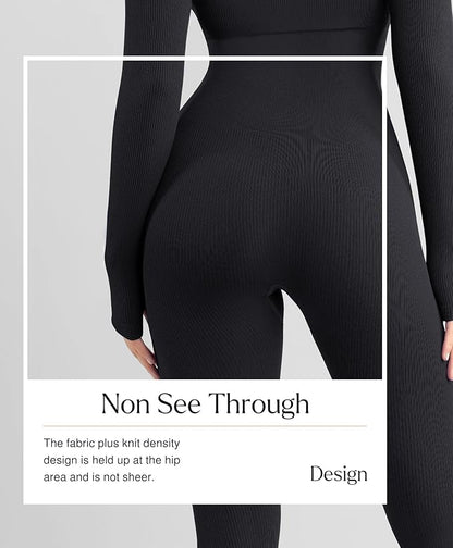 Women Long Sleeve Built-In Bra Square Neck Jumpsuits