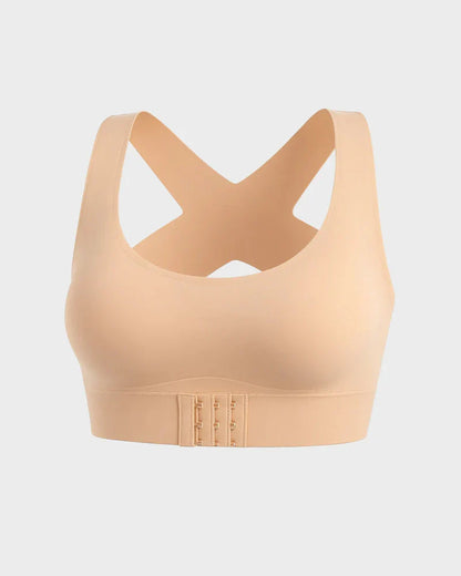Cross Back Front Closure Wireless Posture Support Bra